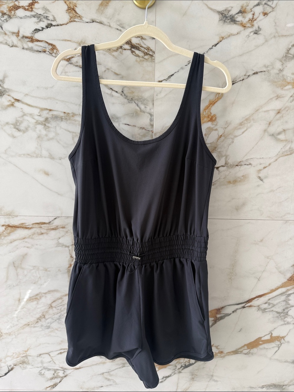 Abercrombie & Fitch Black Sleeveless Romper with Elastic Waist